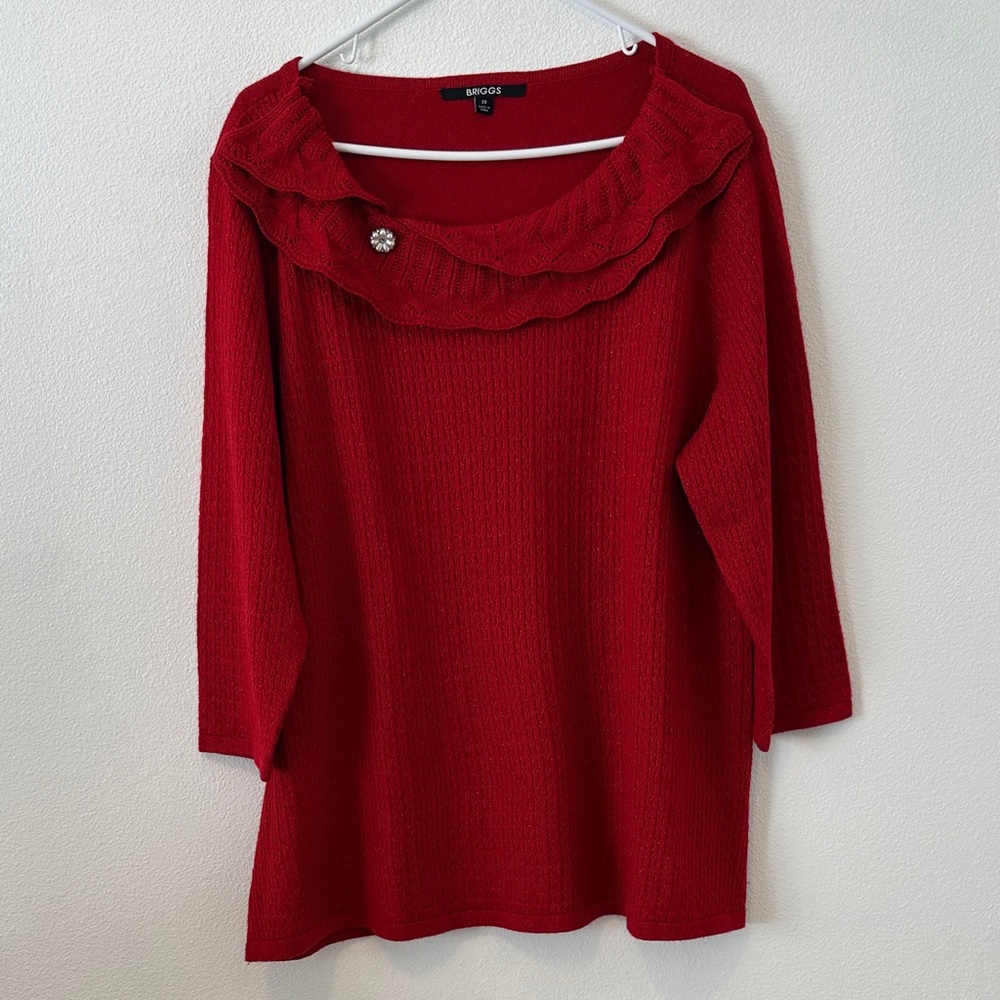 Briggs New York Red Cowl Neck Sweater